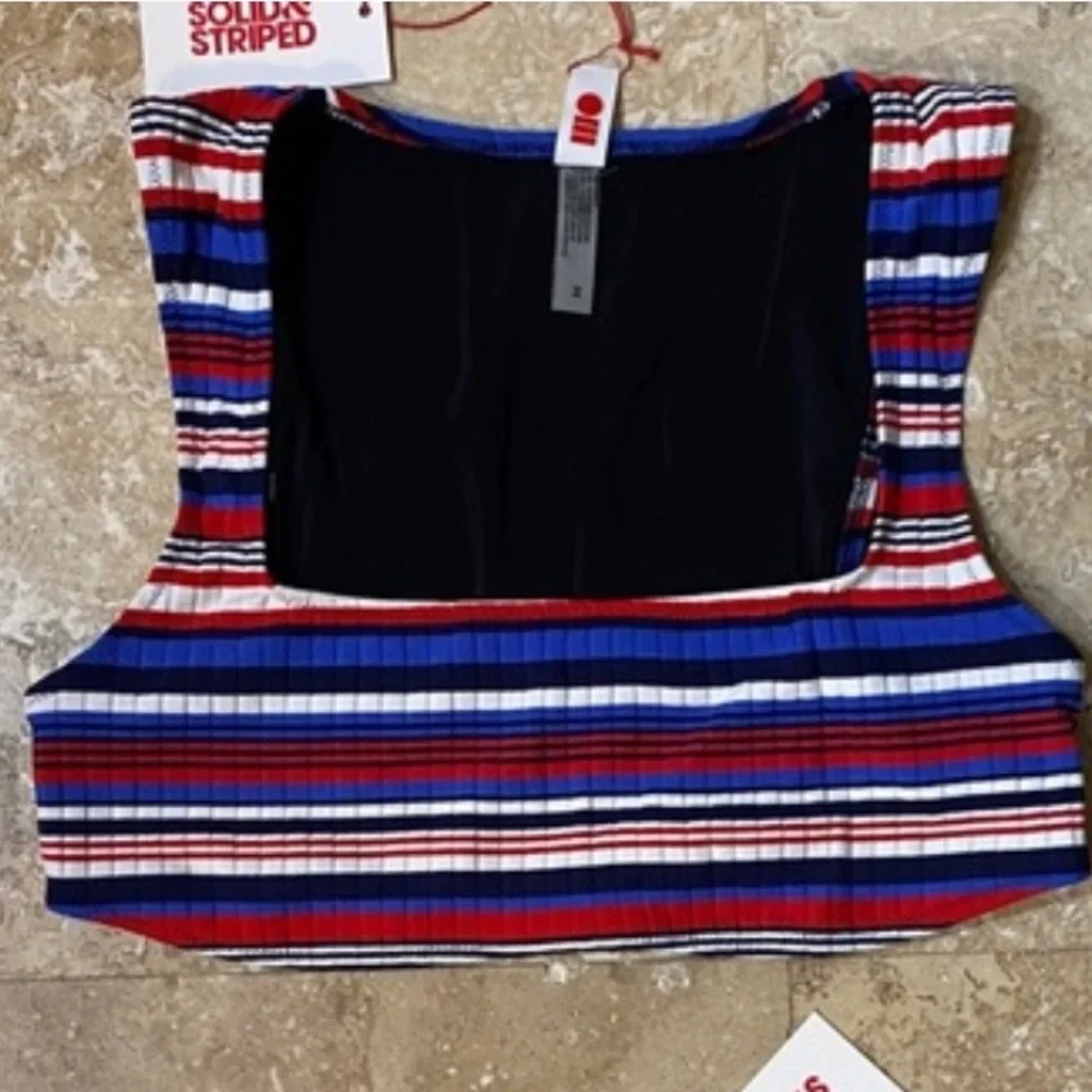 Solid & striped bikini top